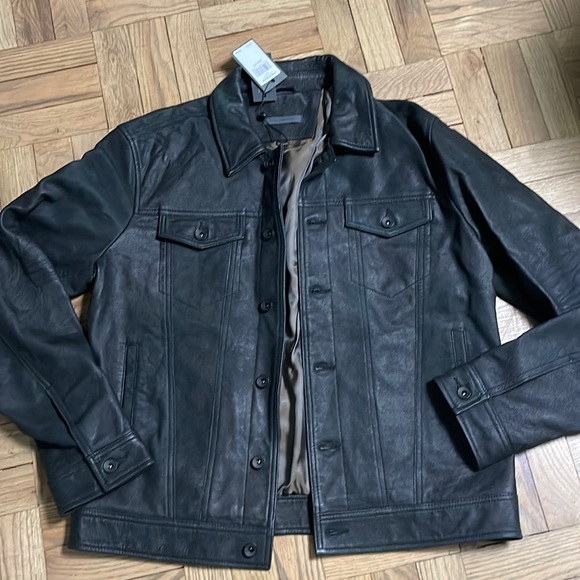 COPY - John Varvatos leather jean style jacket size 52 (us 42) large nwt black - Picture 1 of 8